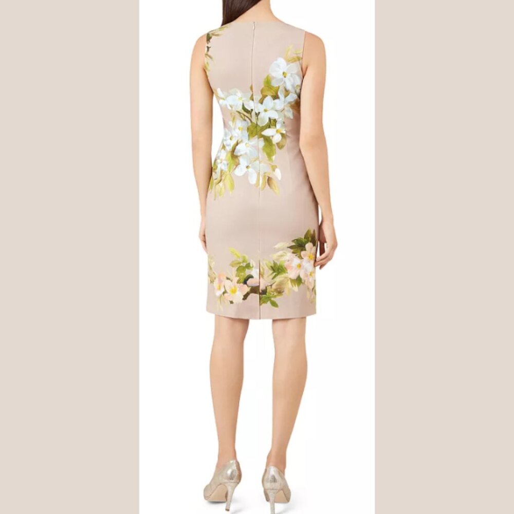 HOBBS LONDON Francine Floral Print Sheath Dress Oyster Multi Size 4 - Picture 2 of 6